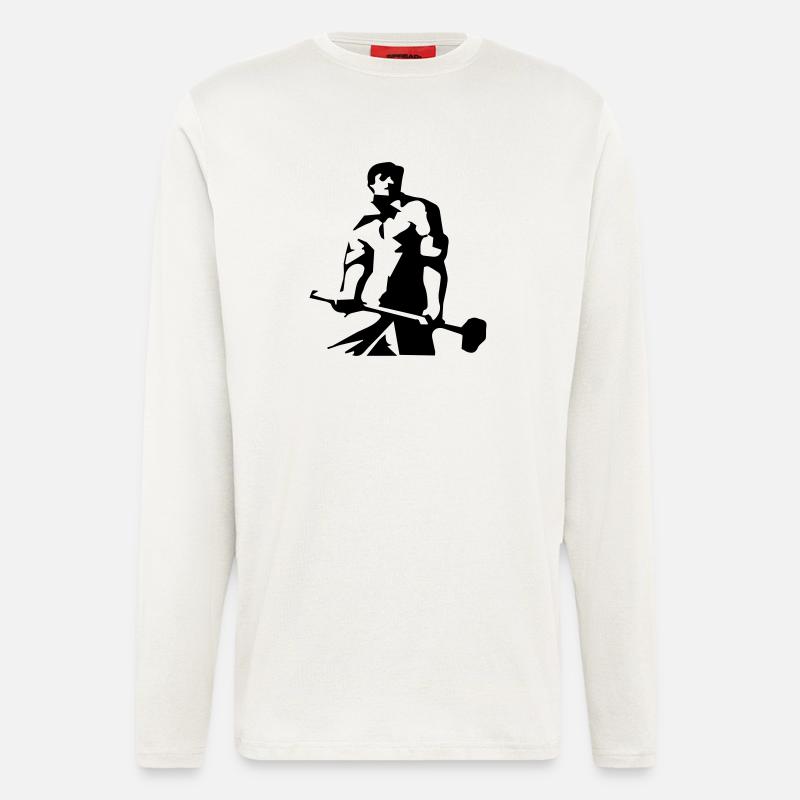 Arbeiter - Schwarzsilhouette Kunstmotiv - Langarmshirt - made by SPREAD  - OFF WHITE