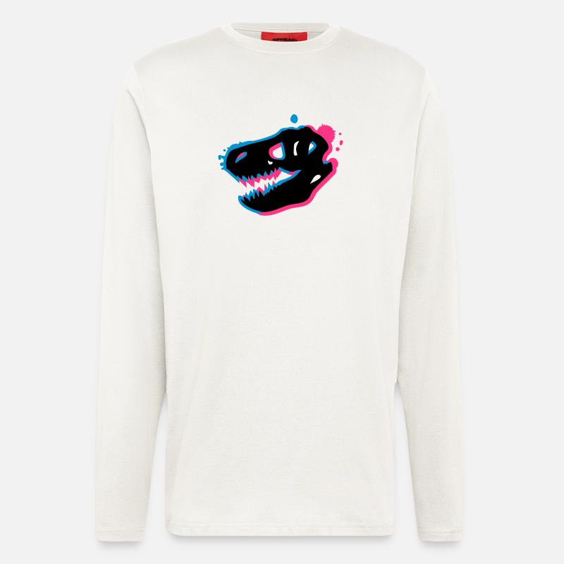 T Rex Schädel 3-D - Langarmshirt - made by SPREAD  - OFF WHITE