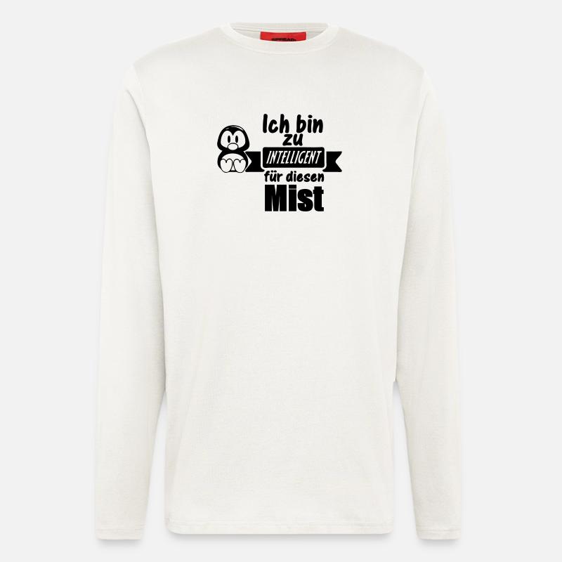 Pinguin Spruch - Zu intelligent Geschenk - Langarmshirt - made by SPREAD  - OFF WHITE