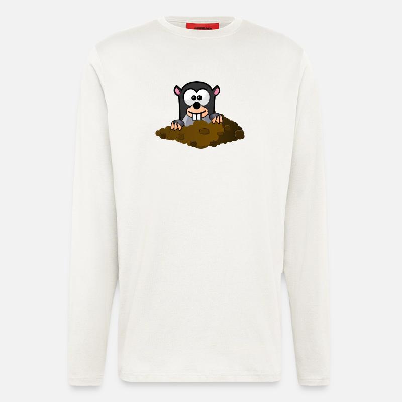 Maulwurf Comic Stil - Langarmshirt - made by SPREAD  - OFF WHITE