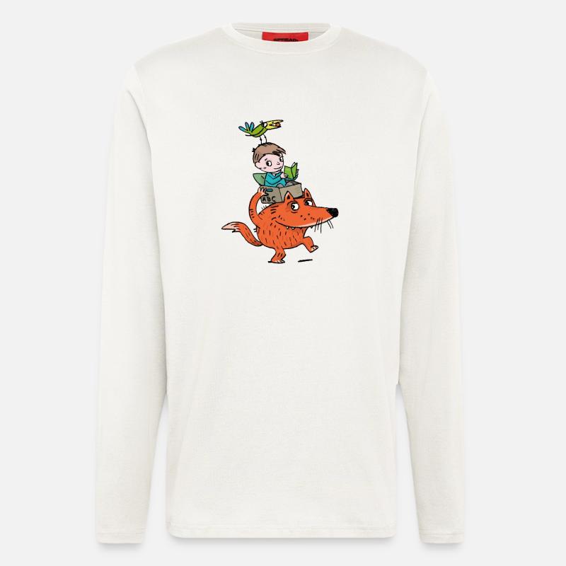 Abenteuerleser Drache und Junge - Langarmshirt - made by SPREAD  - OFF WHITE