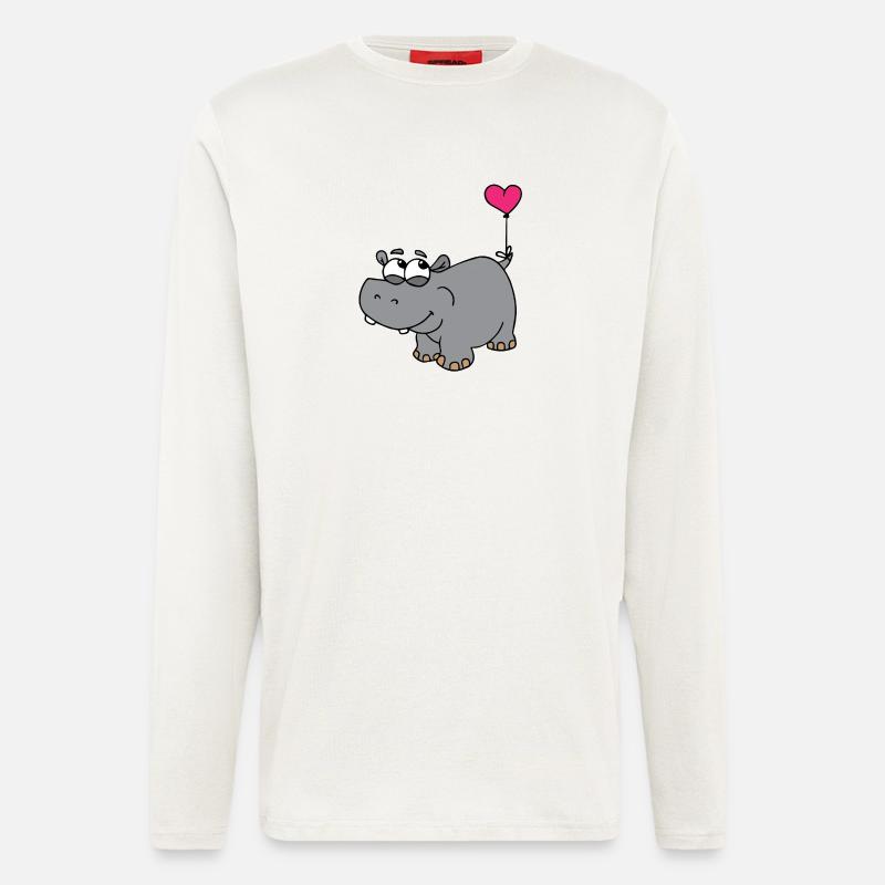 Nilpferd mit Herzballon - Langarmshirt - made by SPREAD  - OFF WHITE