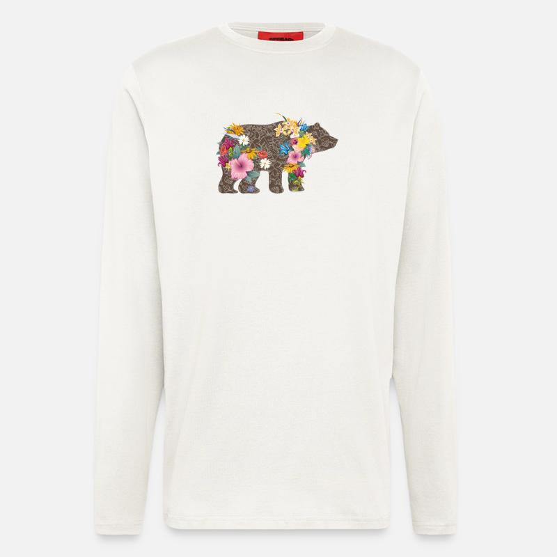 Bär mit Blumen - Langarmshirt - made by SPREAD  - OFF WHITE
