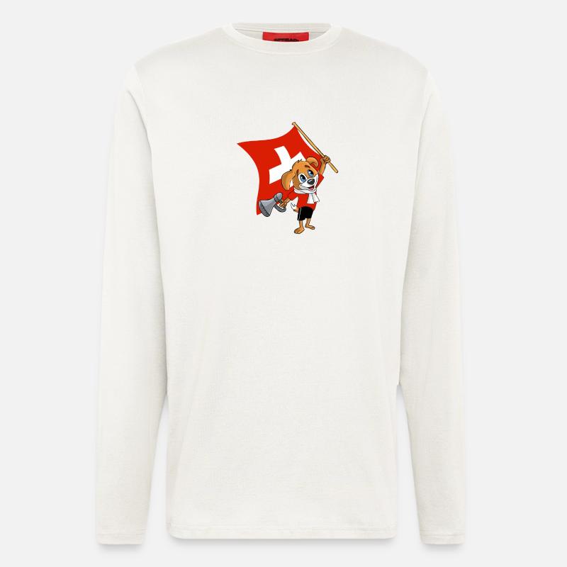 Schweiz Fan Hund - Langarmshirt - made by SPREAD - OFF WHITE