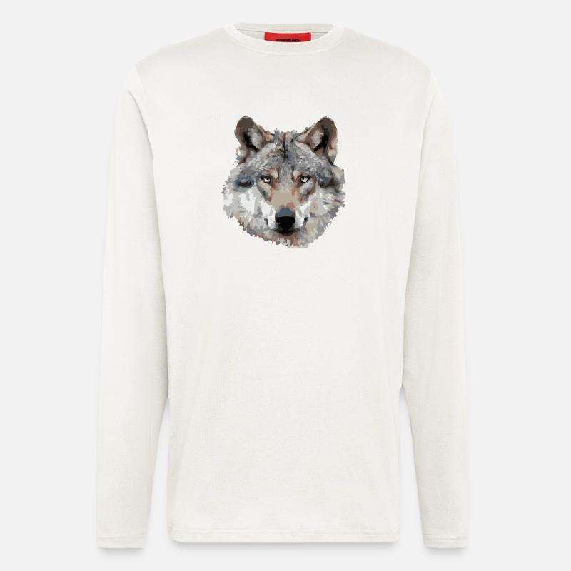 Wolf (grau) - Langarmshirt - made by SPREAD  - OFF WHITE