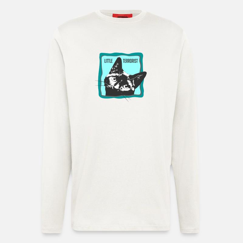 Katzenporträt mit Slogans - Langarmshirt - made by SPREAD  - OFF WHITE