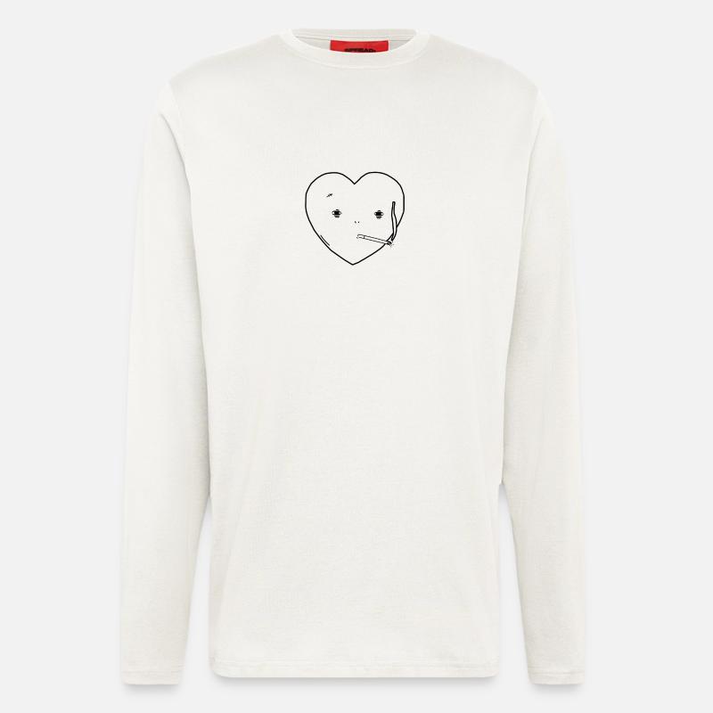 Rauchen Zigarette Herz Liebe - Langarmshirt - made by SPREAD  - OFF WHITE