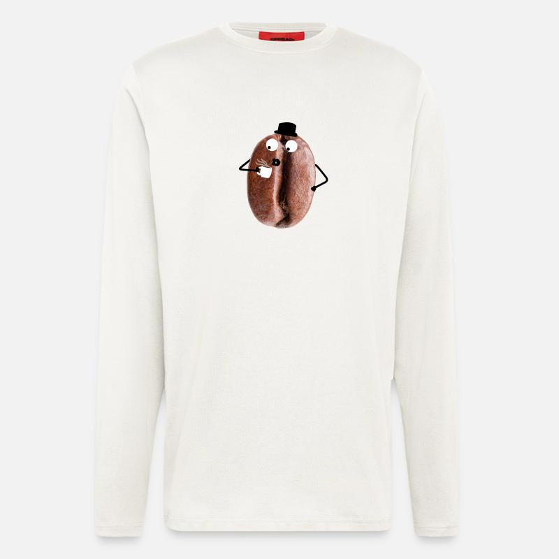 Kaffeebohne mit Gesicht - Langarmshirt - made by SPREAD - OFF WHITE