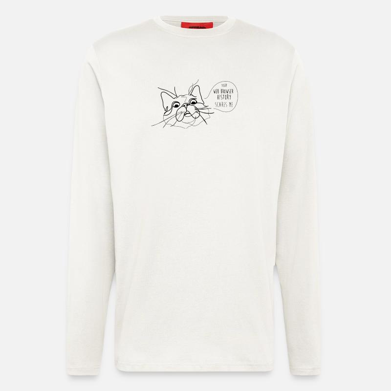 Cat Meme - Scary Webbrowser History - Langarmshirt - made by SPREAD  - OFF WHITE