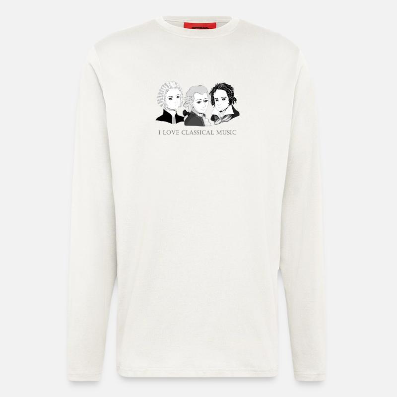 Bach - Mozart - Beethoven en chibi - Manches longues bio décontracté fabriqué en UE - OFF WHITE