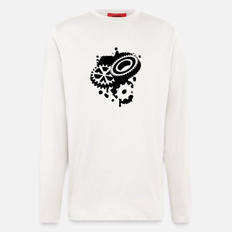 Drei Zahnräder als Graffiti - Langarmshirt - made by SPREAD  - OFF WHITE