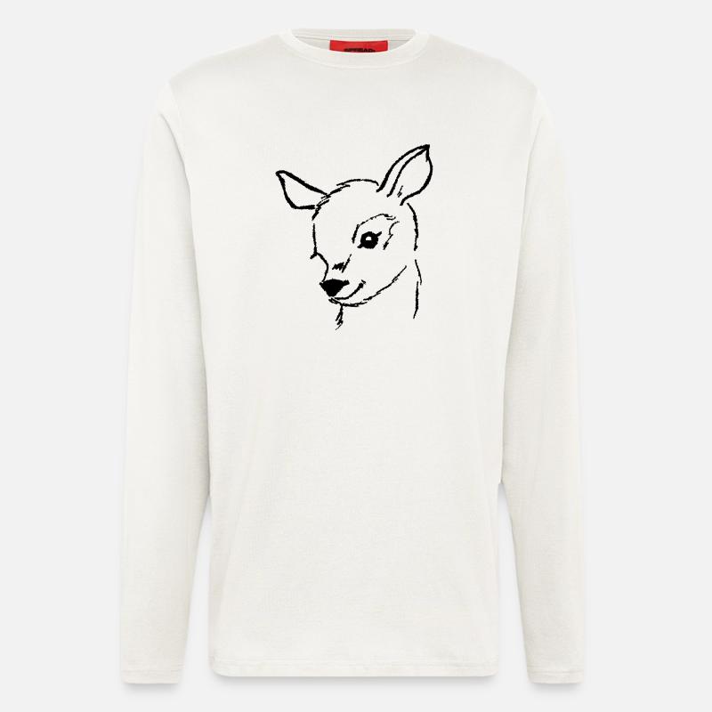Reh Rehkitz handgemalter Rehkopf - Langarmshirt - made by SPREAD - OFF WHITE