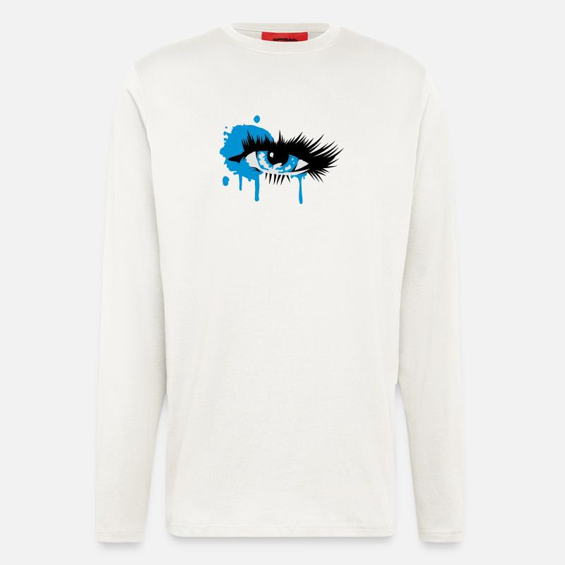 farbiges Auge mit langen Wimpern - Langarmshirt - made by SPREAD - OFF WHITE