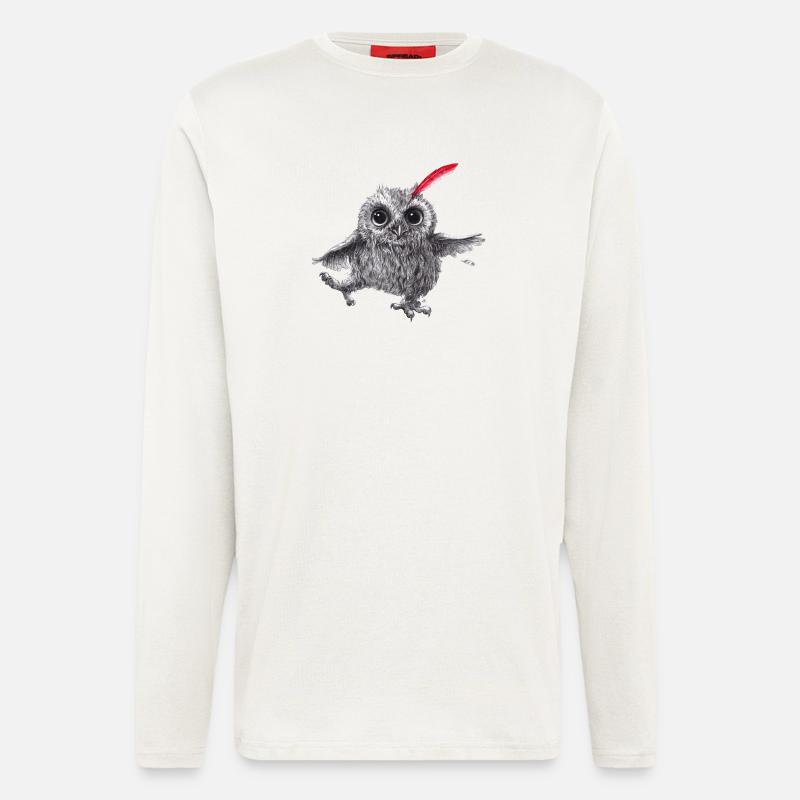 Chief Red - Glückliche Eule - Langarmshirt - made by SPREAD  - OFF WHITE