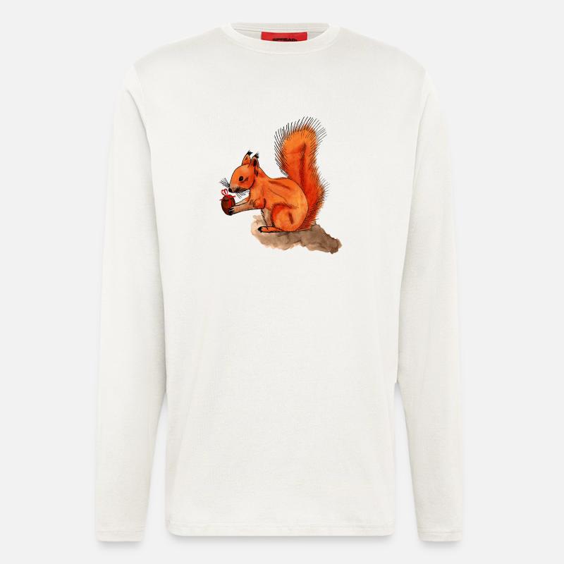 Eichhörnchen mit Geschenk - Langarmshirt - made by SPREAD  - OFF WHITE