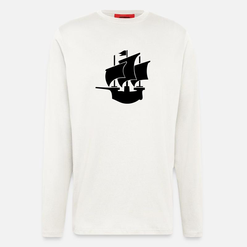 sailing ship Hanseatic cog - Longsleeve - made by SPREAD  - OFF WHITE