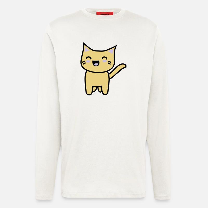 Kawaii Kitteh serait - Manches longues bio décontracté fabriqué en UE - OFF WHITE