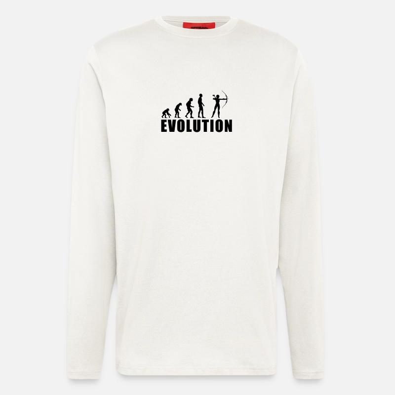 EVOLUTION BOGENSCHIESSEN Geschenk - Manches longues bio décontracté fabriqué en UE - OFF WHITE