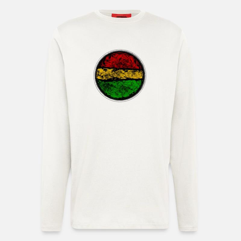 Abstraktes Retro Reggae Flag Design - Langarmshirt - made by SPREAD  - OFF WHITE