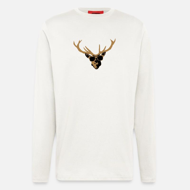 Hirsch mit Brille - Langarmshirt - made by SPREAD  - OFF WHITE