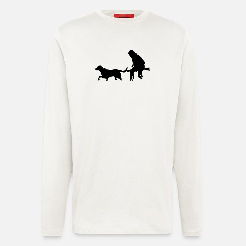 Jäger mit Hund - Langarmshirt - made by SPREAD  - OFF WHITE
