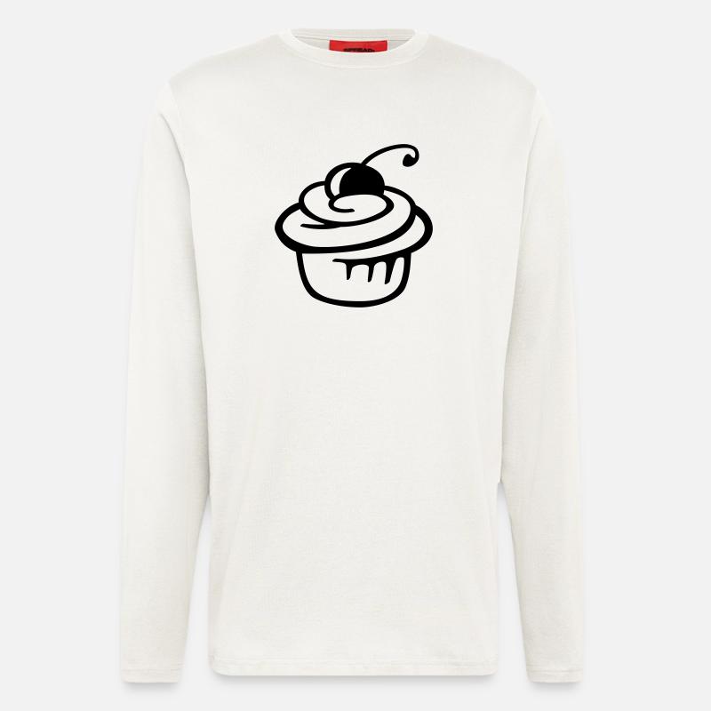 Cupcake Kirsche – Süßer Kuchen & Partyspaß - Langarmshirt - made by SPREAD  - OFF WHITE