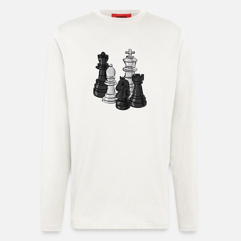 schach figuren sport - Langarmshirt - made by SPREAD  - OFF WHITE