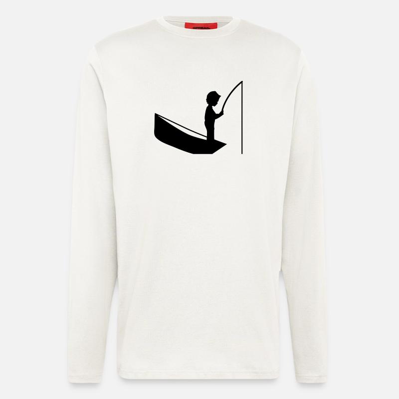 Eine Junge mit einer Angel - Langarmshirt - made by SPREAD  - OFF WHITE