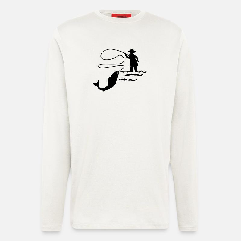 Fischer Fliegenfischen - Langarmshirt - made by SPREAD  - OFF WHITE