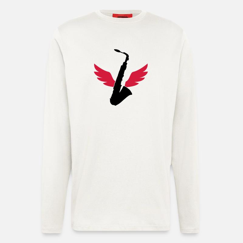 Saxophone / Saxophon - Langarmshirt - made by SPREAD  - OFF WHITE