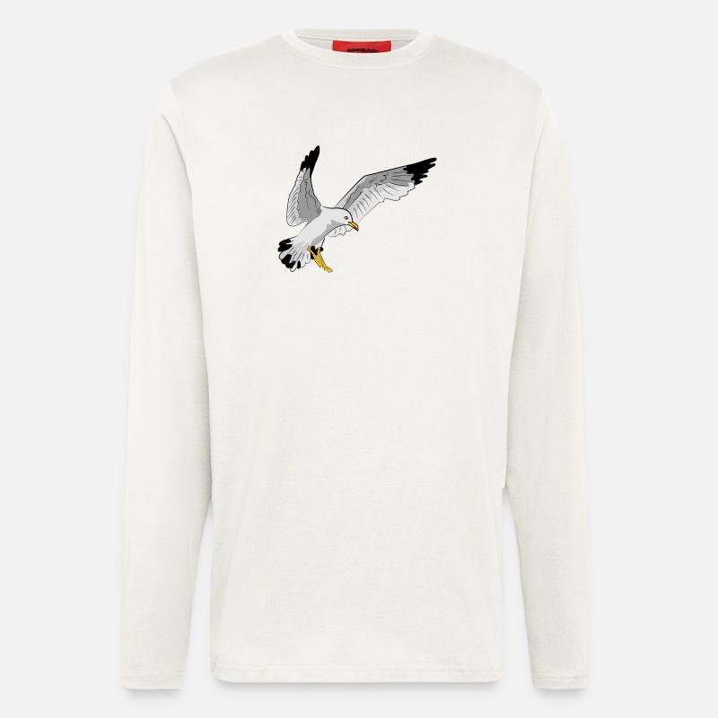 Stilvolle Seevogel Silhouette einer Möwe - Langarmshirt - made by SPREAD  - OFF WHITE
