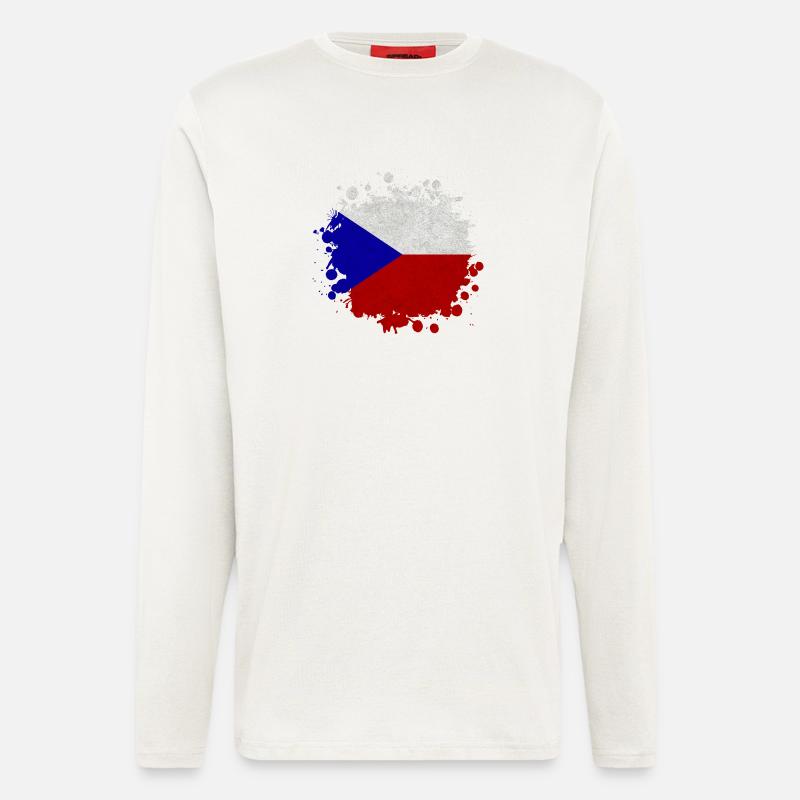 Tschechien Klecks / Geschenk Prag Flagge - Langarmshirt - made by SPREAD - OFF WHITE