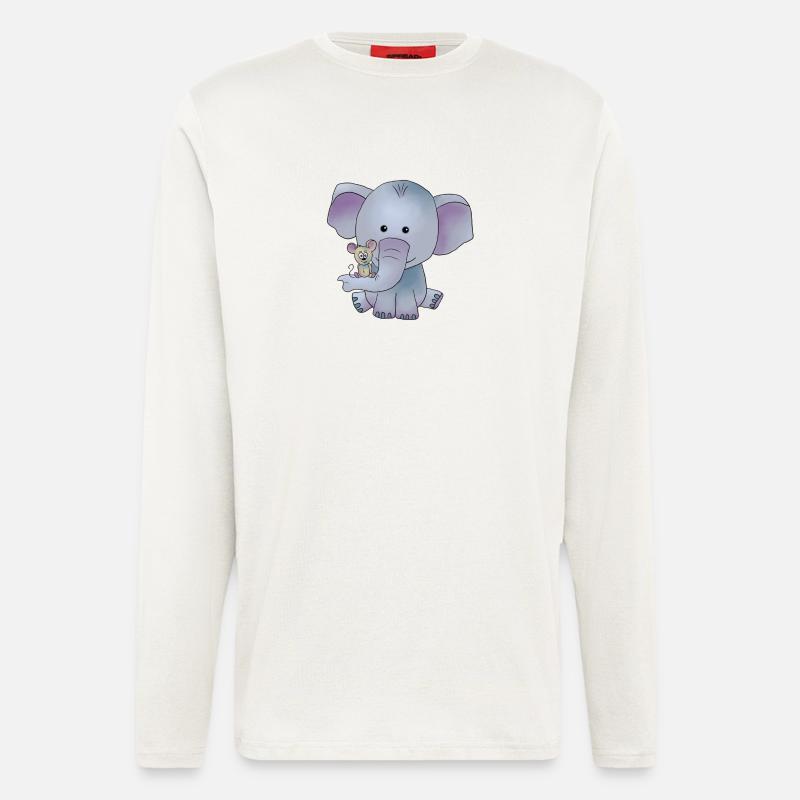 Elefant mit Maus - Langarmshirt - made by SPREAD  - OFF WHITE