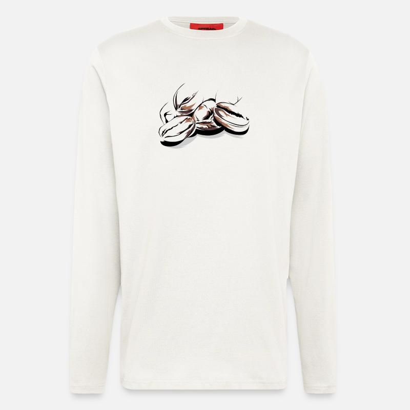 Kaffeebohnen Cafe Illustration Logo Kaffeezeit - Langarmshirt - made by SPREAD  - OFF WHITE