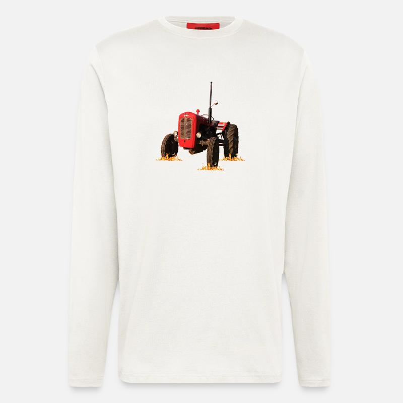 Red tractor in the field - Longsleeve - made by SPREAD - OFF WHITE