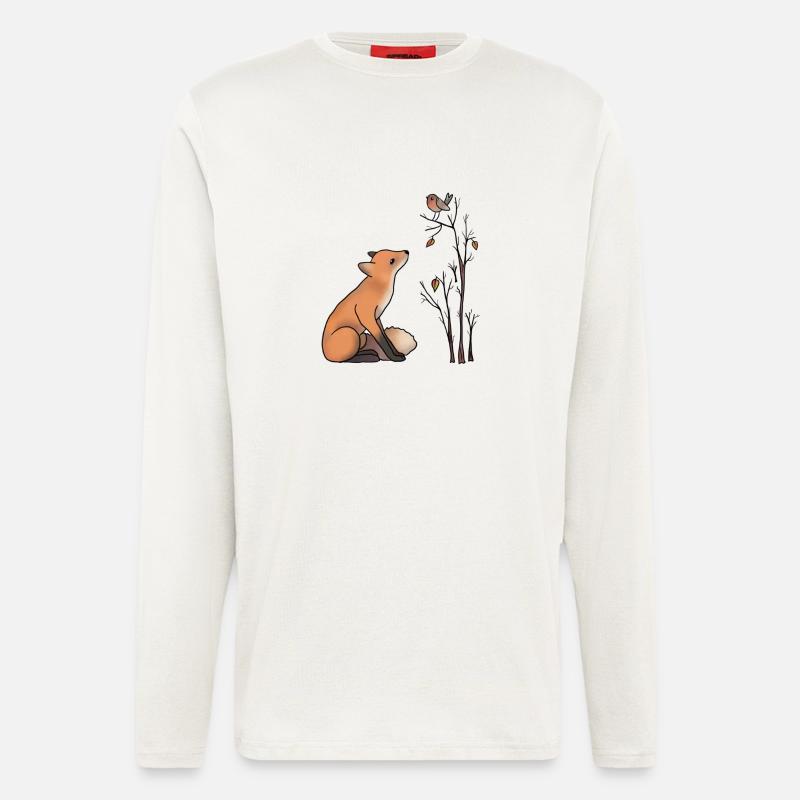 Fuchs und Rotkehlchen - Langarmshirt - made by SPREAD  - OFF WHITE