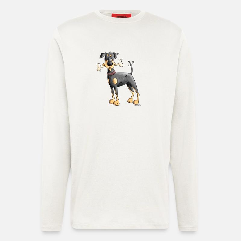 Dobermann Oder Pinscher mit Knochen - Langarmshirt - made by SPREAD  - OFF WHITE