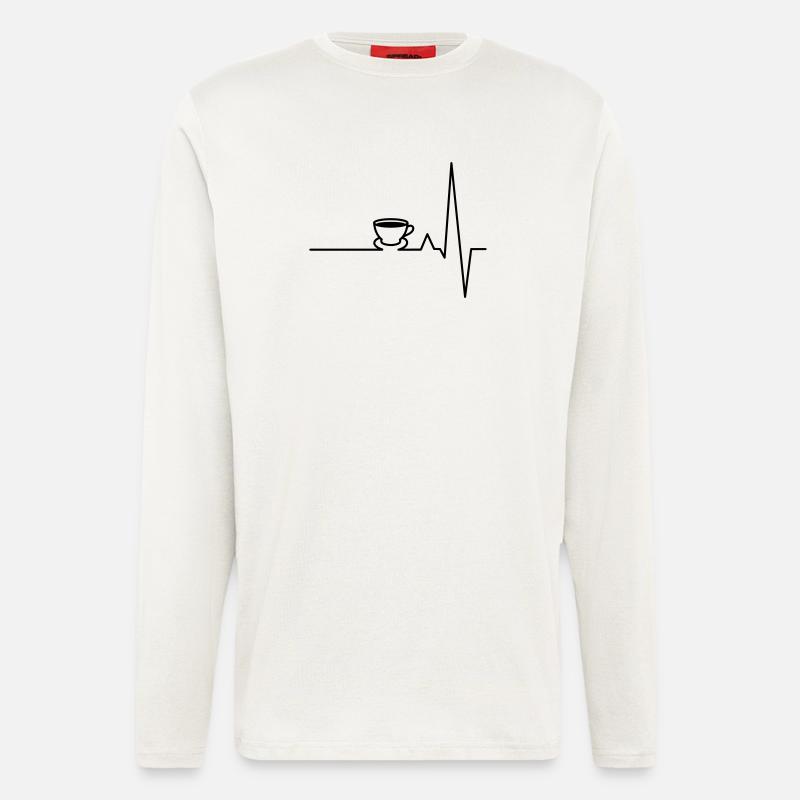 EKG Kaffee Herzschlag - Langarmshirt - made by SPREAD  - OFF WHITE