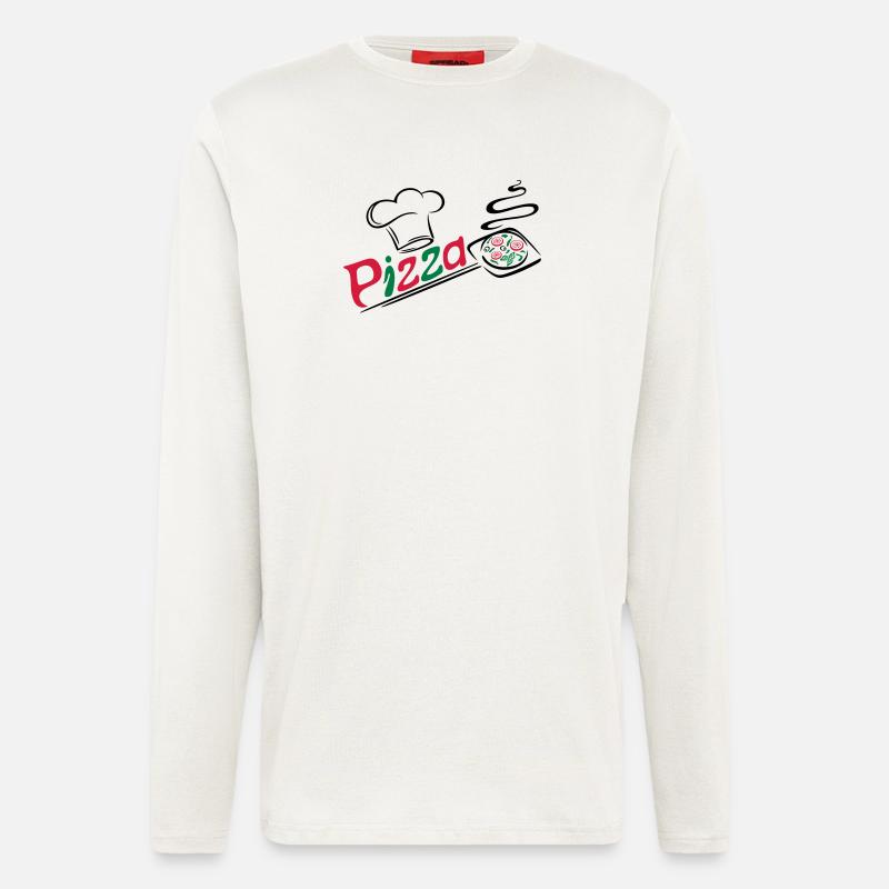 Pizza Bäcker mit Kochmütze, chef hat - Langarmshirt - made by SPREAD  - OFF WHITE