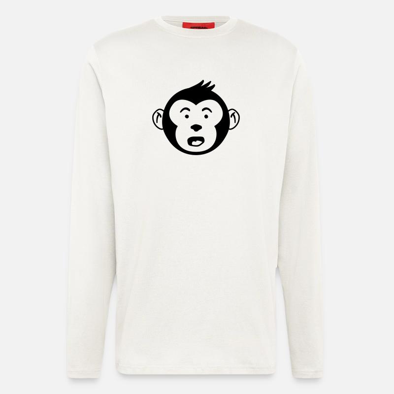 Cute Monkey Head – Funny Monkey Design - Longsleeve - made by SPREAD  - OFF WHITE