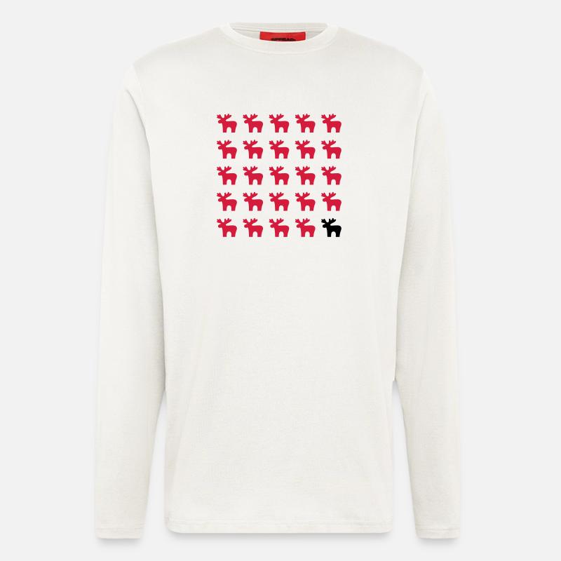 Moose Moose Pattern I Noël - Manches longues bio décontracté fabriqué en UE - OFF WHITE