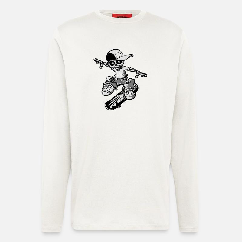Skeleton and skateboard flex - Langarmshirt - made by SPREAD  - OFF WHITE