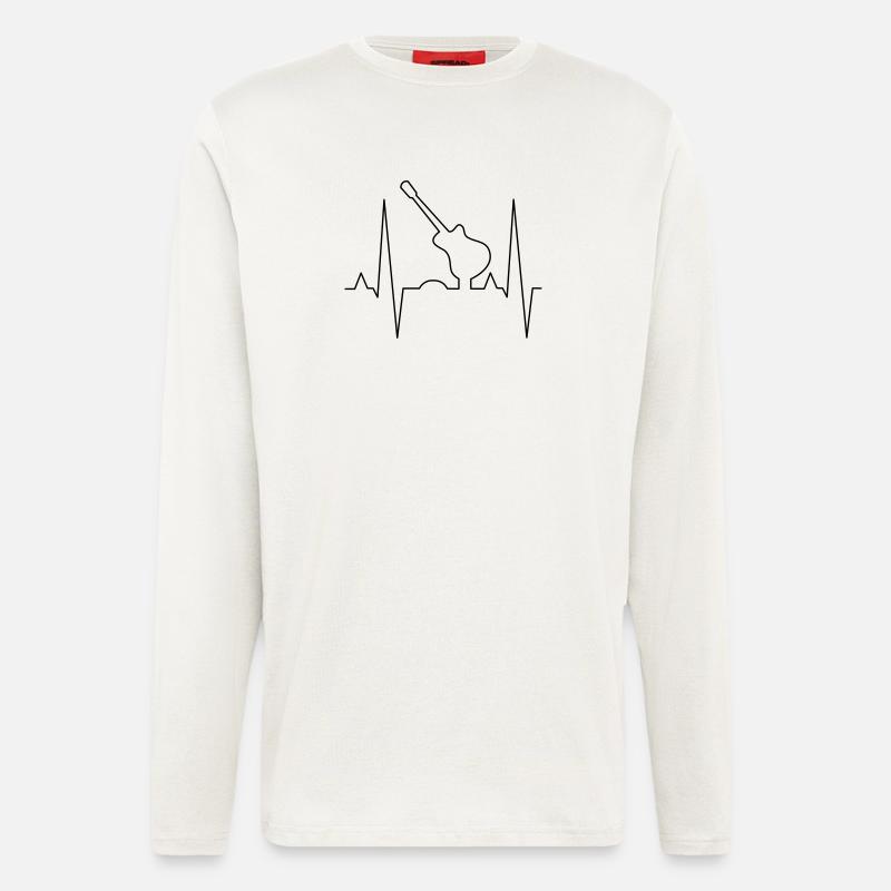 Conception d’impression de guitare - Manches longues bio décontracté fabriqué en UE - OFF WHITE