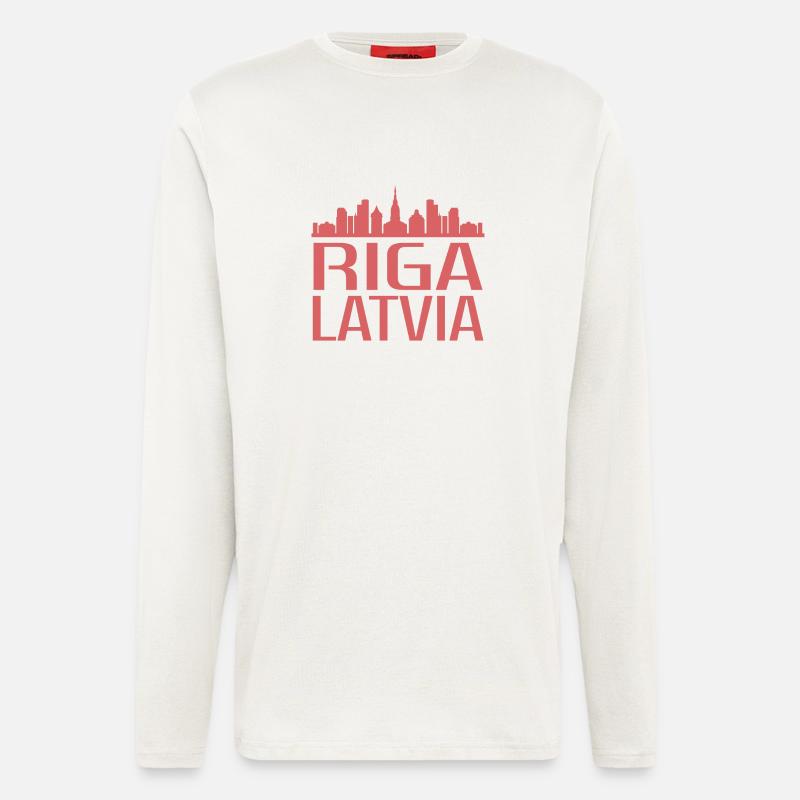 Stilvolle Riga Skyline Illustration - Langarmshirt - made by SPREAD - OFF WHITE