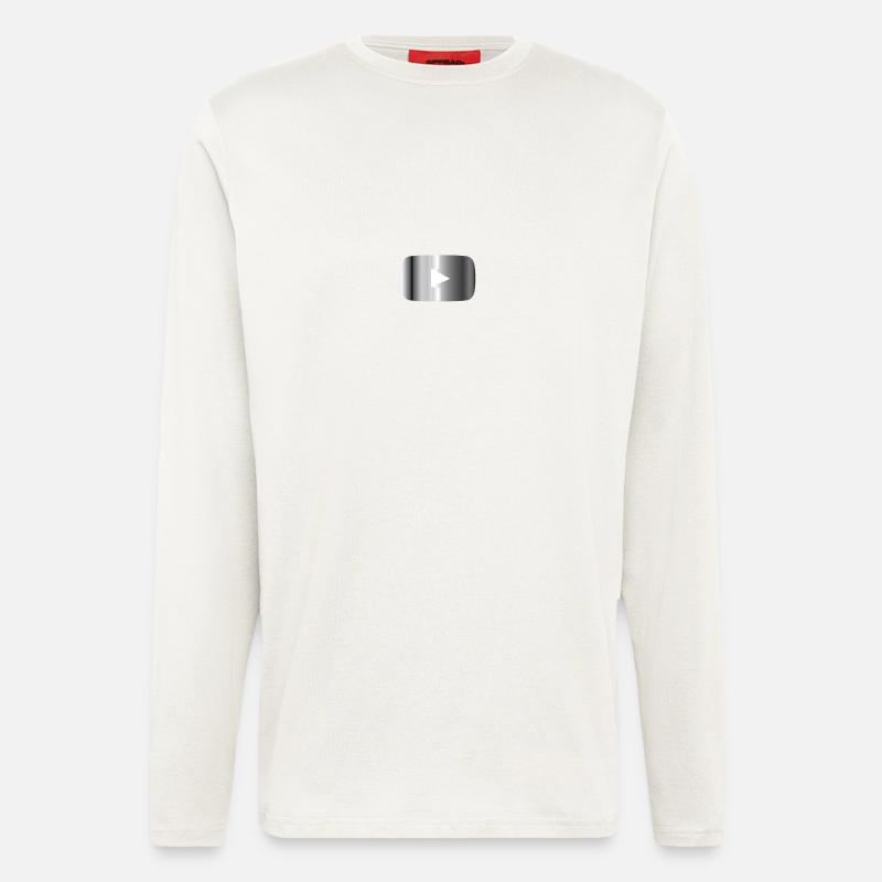 Silberner Play Button  - Langarmshirt - made by SPREAD  - OFF WHITE
