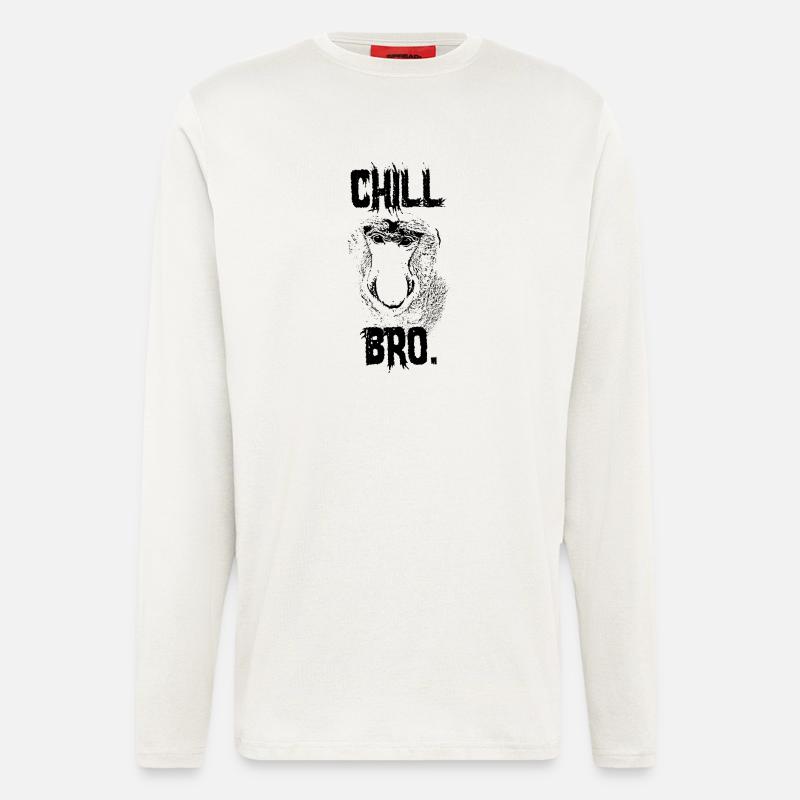 Chill Bro Proboscis Monkey Gift - Manches longues bio décontracté fabriqué en UE - OFF WHITE