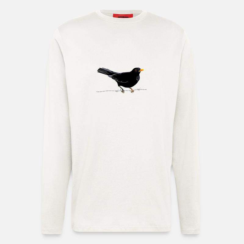 Blackbird on barbed wire - Longsleeve - made by SPREAD  - OFF WHITE