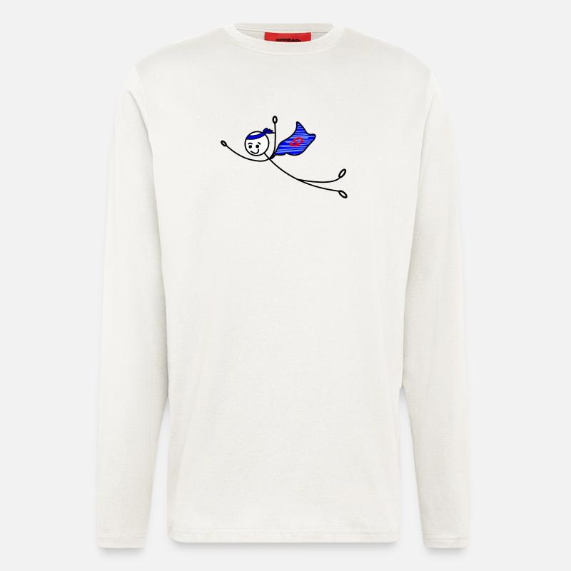 Superhelden-Strichmännchen - Langarmshirt - made by SPREAD  - OFF WHITE