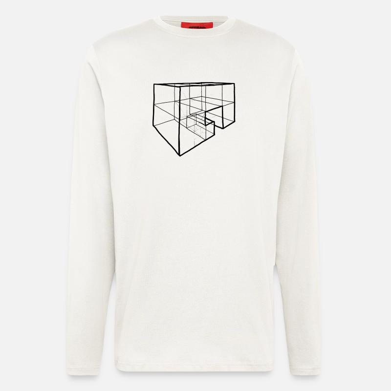 Block in Perspektive Zeichnung - Langarmshirt - made by SPREAD  - OFF WHITE