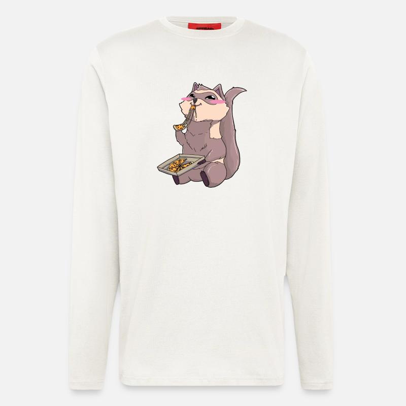 Frettchen Pizza Kawaii - Langarmshirt - made by SPREAD  - OFF WHITE